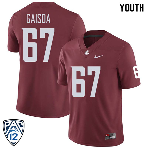 Youth #67 Nilsson Gaisoa Washington State Cougars College Football Jerseys Sale-Crimson